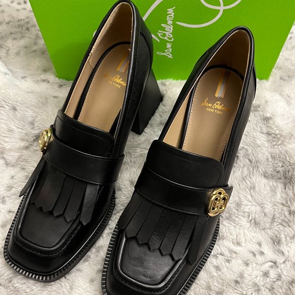 Sam Edelman Quinly Kiltie Block Heel Loafer in Bla MSRP$190 2024's Most Beloved - Picture 4 of 16